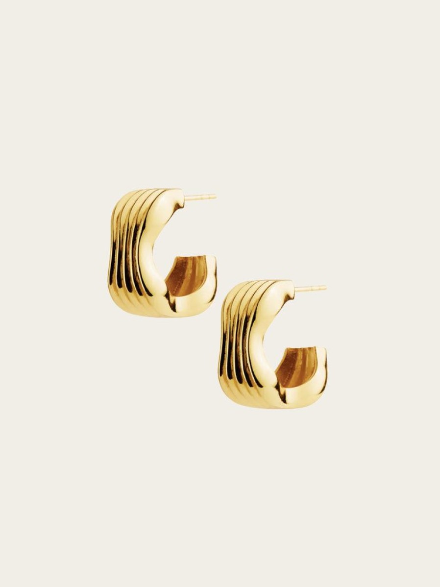 Jewellery Rylan | Curved Ribbed Hoop Earrings By Rylan